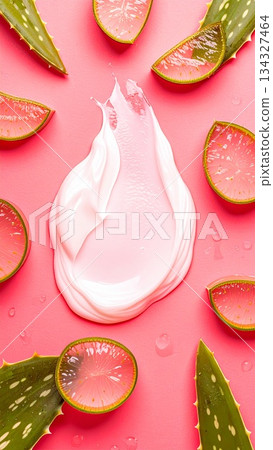 Aloe Vera Cream Texture with Aloe Vera Ingredients Aloe Vera Cream Texture with Aloe Vera Ingredients 134327464