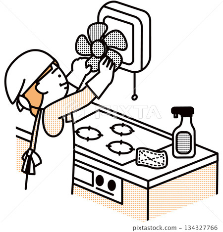 A woman cleaning a ventilator 134327766