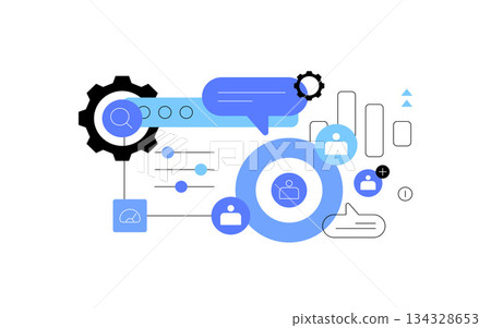 Digital marketing strategy and technologies. Flat illustration Digital marketing strategy and technologies. Flat illustration 134328653