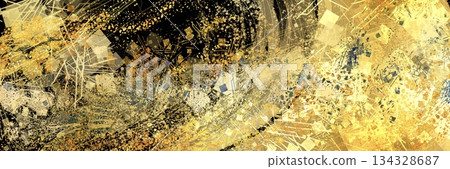 New Year's style gold brush strokes glittering horizontal background 134328687