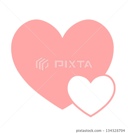 A simple hand-drawn illustration icon of overlapping large and small hearts, red 134328704