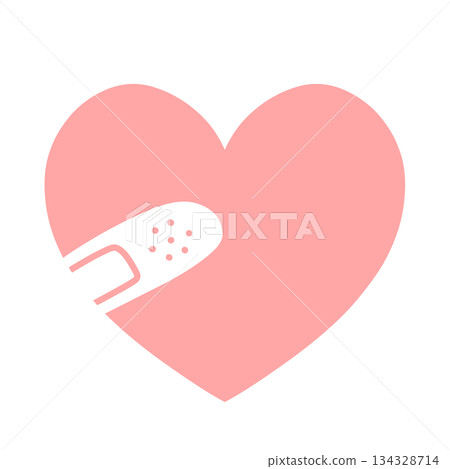 Simple hand-drawn illustration icon of a heart with a bandage on it, red Simple hand-drawn illustration icon of a heart with a bandage on it, red 134328714