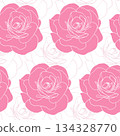 Camellia flower seamless pattern for textile or wallpaper. Vector illustration, pink floral background 134328770