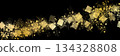 New Year's style gold brush strokes glittering horizontal black background 134328808
