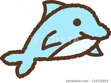 手繪動物圖示插圖：海豚 134328854