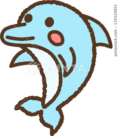 手繪動物圖示插圖：海豚 134328855