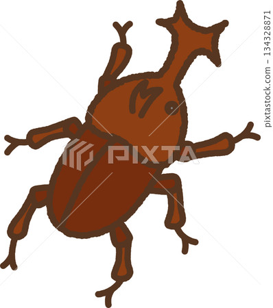 手繪生物單圖示插圖：犀牛甲蟲 134328871