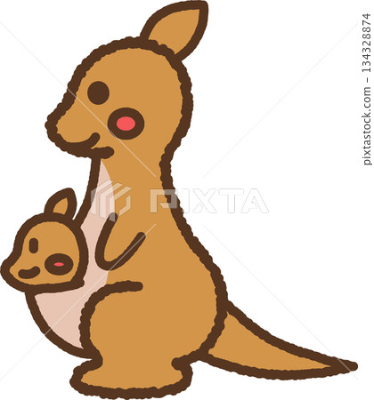 手繪動物圖示插圖：袋鼠 134328874