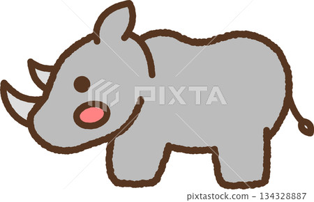 Hand-drawn animal single icon illustration: rhino 134328887