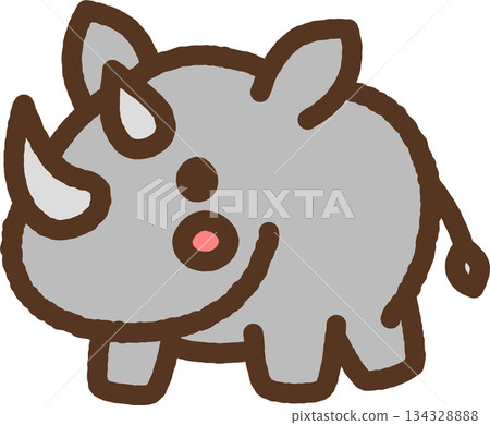 Hand-drawn animal single icon illustration: rhino 134328888