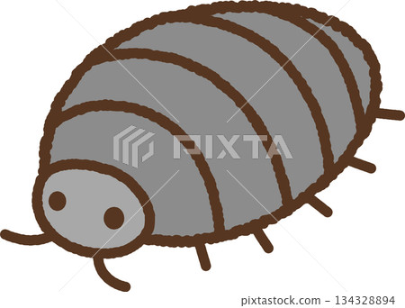 Hand-drawn creature single icon illustration: pillbug 134328894