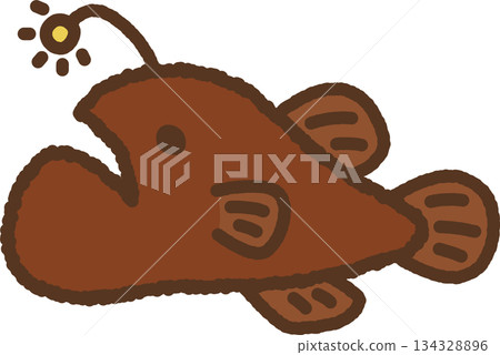 Hand-drawn style creature single icon illustration: Anglerfish Hand-drawn style creature single icon illustration: Anglerfish 134328896