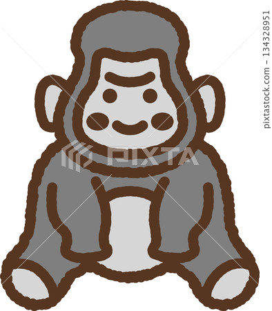 手繪動物圖示插圖：大猩猩 134328951