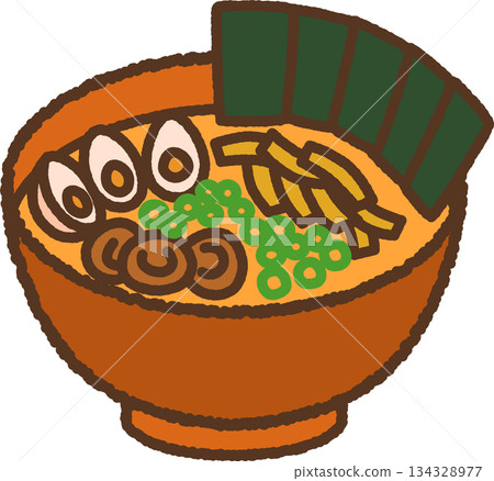 Hand-drawn large serving food icon illustration Ramen 134328977