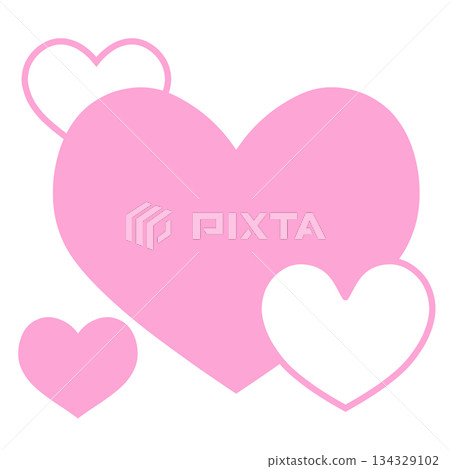 A simple hand-drawn illustration icon of overlapping large and small hearts (pink) A simple hand-drawn illustration icon of overlapping large and small hearts (pink) 134329102