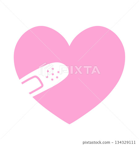 Simple heart with bandage hand-drawn illustration icon (pink) 134329111