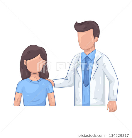 Illustration of doctor examining patient  134329217