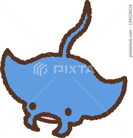 手繪生物圖示插畫:蝠鱝 手繪生物圖示插畫:蝠鱝 134329318