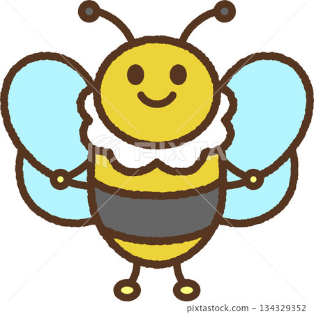 Hand-drawn style creature single icon illustration: bee 134329352