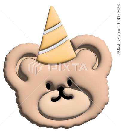 3D teddy bear wearing party hat for model, merchandise, celebration, birthday card, label, cartoon character, comic, mood, feeling, zoo, souvenir shop, pin, animal brooch, sticker, bear face shape 3D teddy bear wearing party hat for model, merchandise, celebration, birthday card, label, cartoon character, comic, mood, feeling, zoo, souvenir shop, pin, animal brooch, sticker, bear face shape 134329428
