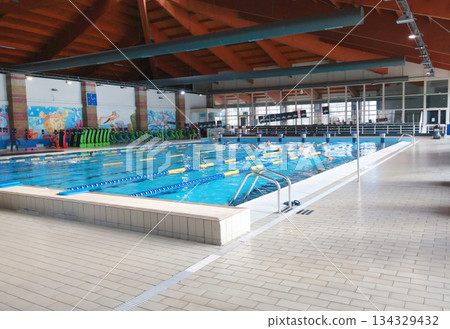 Swimming pool with lap lanes. Sports and activities, health. Swimming pool with lap lanes. Sports and activities, health. 134329432