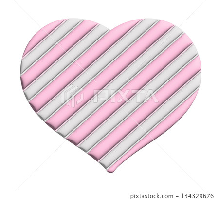 Pink heart stripes in 3D for Valentine's Day, sticker, merchandise, fabric, decoration, love icon, wedding card, campaign badge, sign, symbol, women empowerment, girl power, pin, cute patch, brooch 134329676
