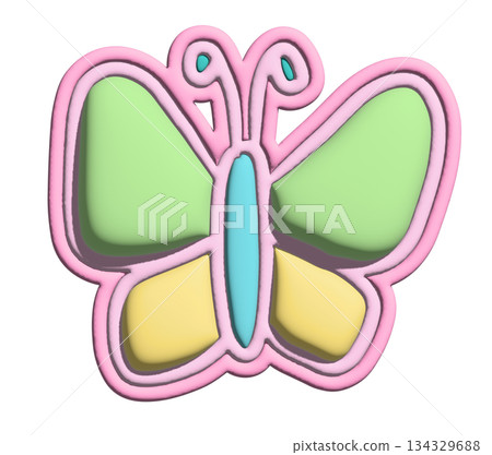 Inflated pastel butterfly in 3D for model, animal, spring, summer, flower, cartoon character, comic, mascot, cute patch, brooch, shirt print, plush toy, kid doll, nature, garden, blossom, blooming Inflated pastel butterfly in 3D for model, animal, spring, summer, flower, cartoon character, comic, mascot, cute patch, brooch, shirt print, plush toy, kid doll, nature, garden, blossom, blooming 134329688
