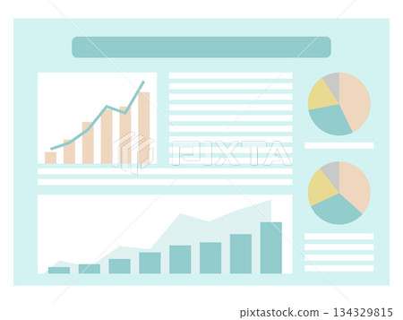 Graph and chart illustrations of fictitious data for business documents Graph and chart illustrations of fictitious data for business documents 134329815