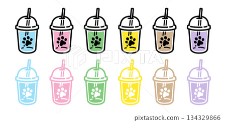 coffee cup icon footprint dog paw juice boba milk tea cartoon doodle vector pet cafe character drink water food symbol illustration clip art isolated design coffee cup icon footprint dog paw juice boba milk tea cartoon doodle vector pet cafe character drink water food symbol illustration clip art isolated design 134329866