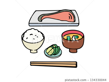 健康早餐插畫_日式料理 健康早餐插畫_日式料理 134330044