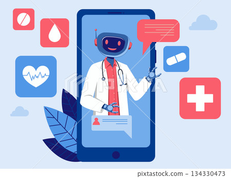 Doctor Bot in Mobile Health App Interface Doctor Bot in Mobile Health App Interface 134330473