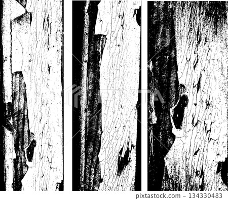 Grunge Cracked Wood Texture Black and White 134330483