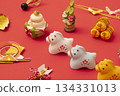 New Year's. The Chinese zodiac sign of the horse and New Year's decorations 134331013