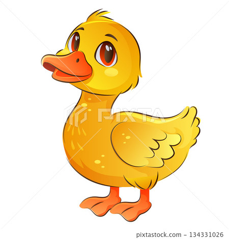 happy yellow duck cartoon character 134331026