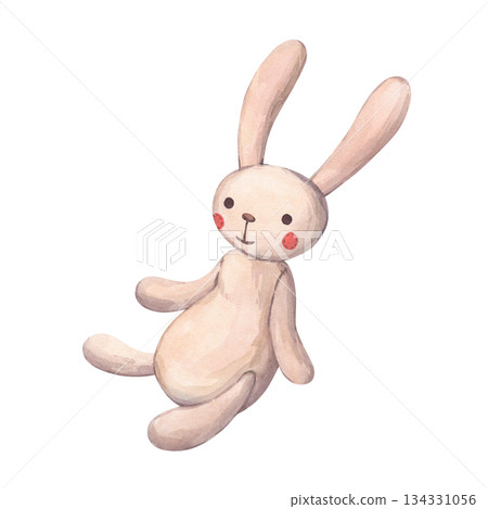 Watercolor illustration of a stuffed rabbit Watercolor illustration of a stuffed rabbit 134331056