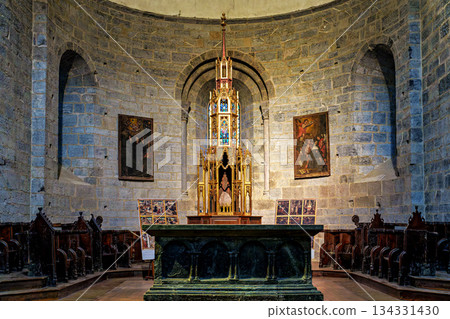Interior of the Abbey of Saint-Savin near Argeles-Gazost, French Interior of the Abbey of Saint-Savin near Argeles-Gazost, French 134331430