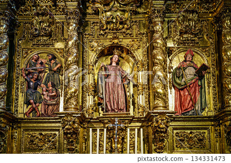 Interior of the Cathedral Saint Mary in Pamplona, Navarre, Spain 134331473