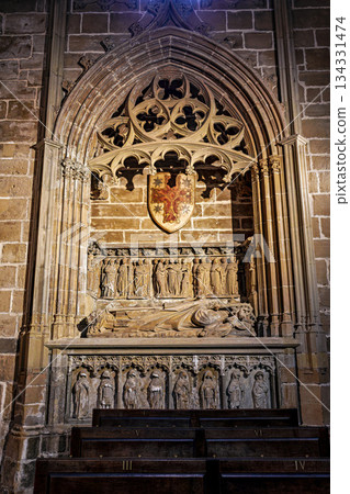 Interior of the Cathedral Saint Mary in Pamplona, Navarre, Spain 134331474