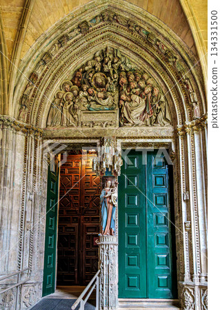 Interior of the Cathedral Saint Mary in Pamplona, Navarre, Spain 134331500