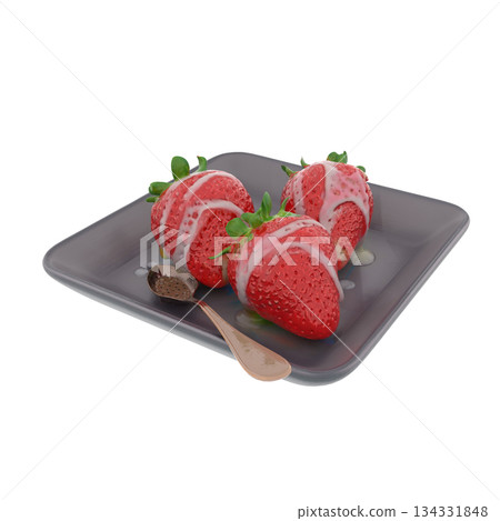 草莓配煉乳,春日甜點 草莓配煉乳,春日甜點 134331848