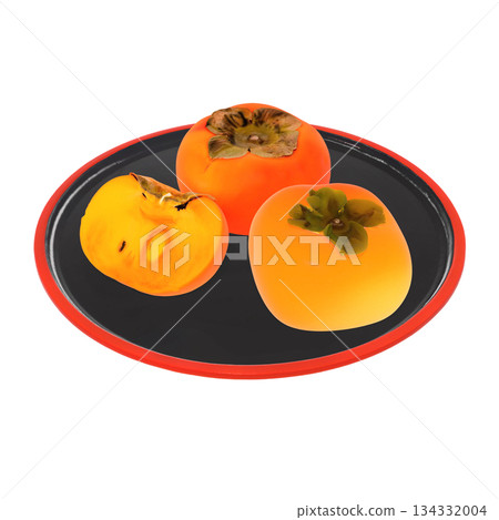 Sweet persimmons on a lacquer tray, a taste of late autumn Sweet persimmons on a lacquer tray, a taste of late autumn 134332004