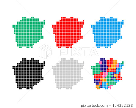 Pixel art map_Okayama prefecture_Square dot-01 134332128