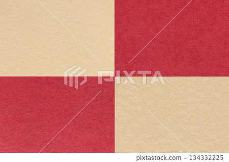 Texture craft red and beige paper background with cells pattern. Vintage cardboard with copy space for banner Texture craft red and beige paper background with cells pattern. Vintage cardboard with copy space for banner 134332225