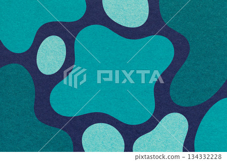 Abstract teal, emerald and navy blue background with amorphous shapes and spots, paper texture in flat organic design Abstract teal, emerald and navy blue background with amorphous shapes and spots, paper texture in flat organic design 134332228