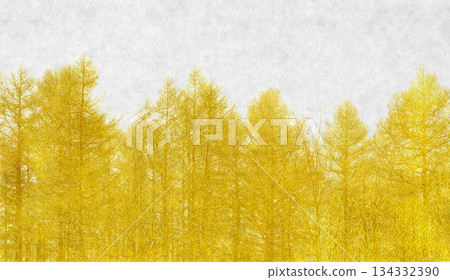 Japanese-style silhouette art depicting a realistic winter forest with gold leaf Japanese-style silhouette art depicting a realistic winter forest with gold leaf 134332390