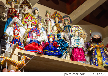 Traditional Christmas souvenir nutcrackers sold on Christmas market 134332783