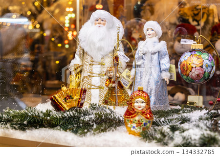 Traditional Christmas souvenir nutcrackers sold on Christmas market 134332785