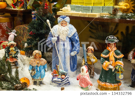 Traditional Christmas souvenir nutcrackers sold on Christmas market Traditional Christmas souvenir nutcrackers sold on Christmas market 134332796
