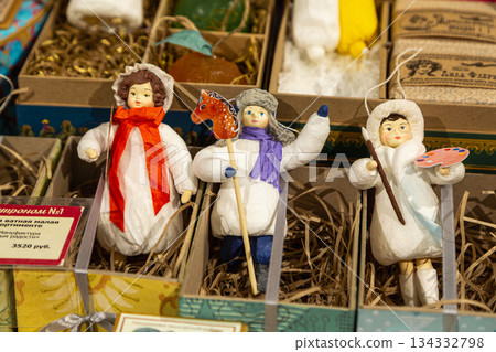 Traditional Christmas souvenir nutcrackers sold on Christmas market Traditional Christmas souvenir nutcrackers sold on Christmas market 134332798