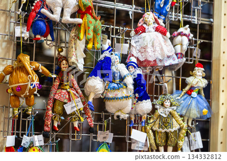 Traditional Christmas souvenir nutcrackers sold on Christmas market Traditional Christmas souvenir nutcrackers sold on Christmas market 134332812